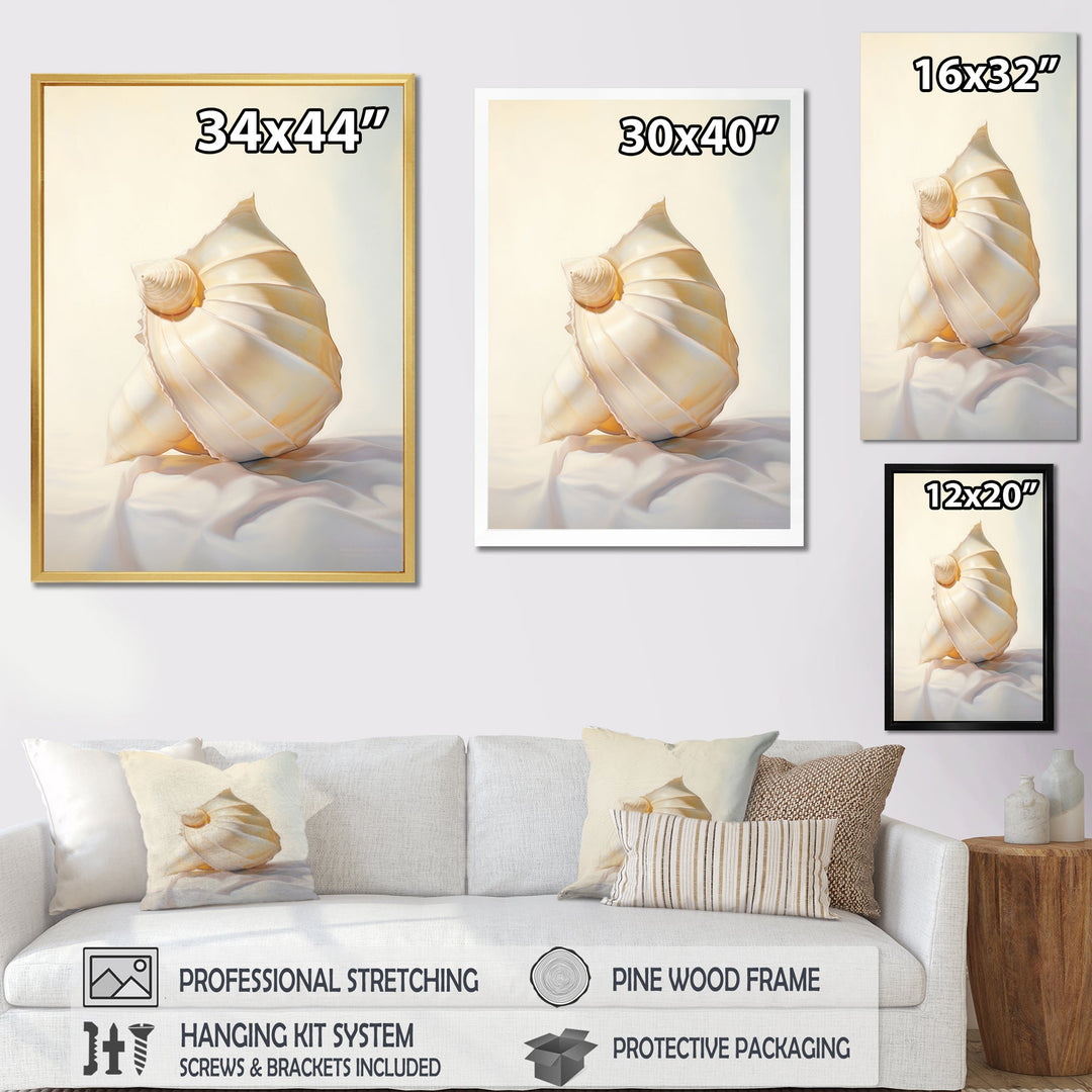 Seashell Minimalist Gems - Beige Seashell Wall Art