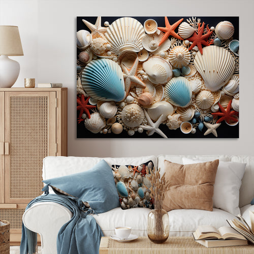 Seashell Collage - Seashell Framed Canvas Art