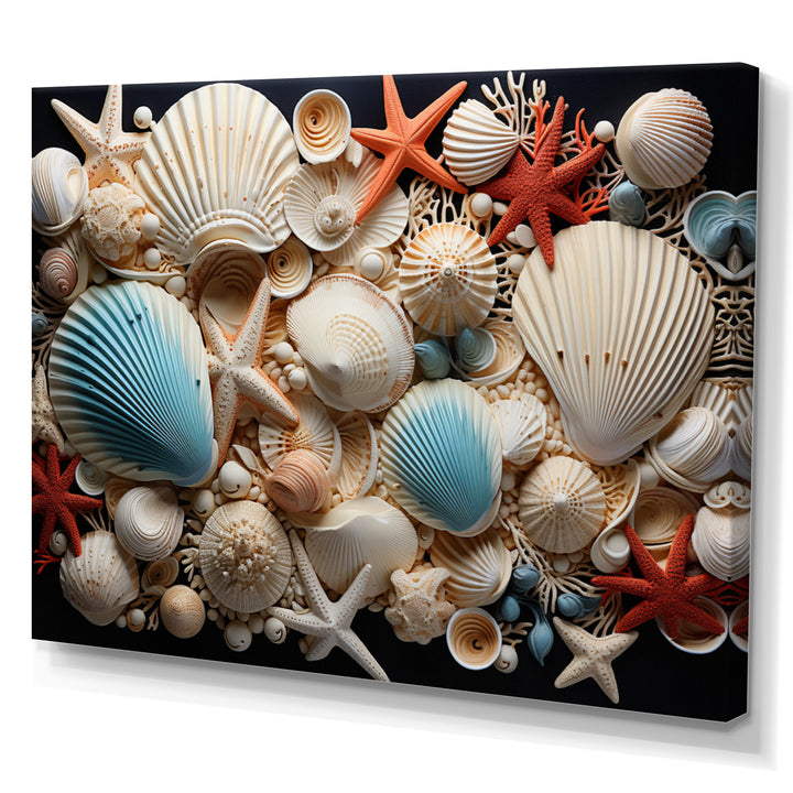 Seashell Collage - Seashell Framed Canvas Art