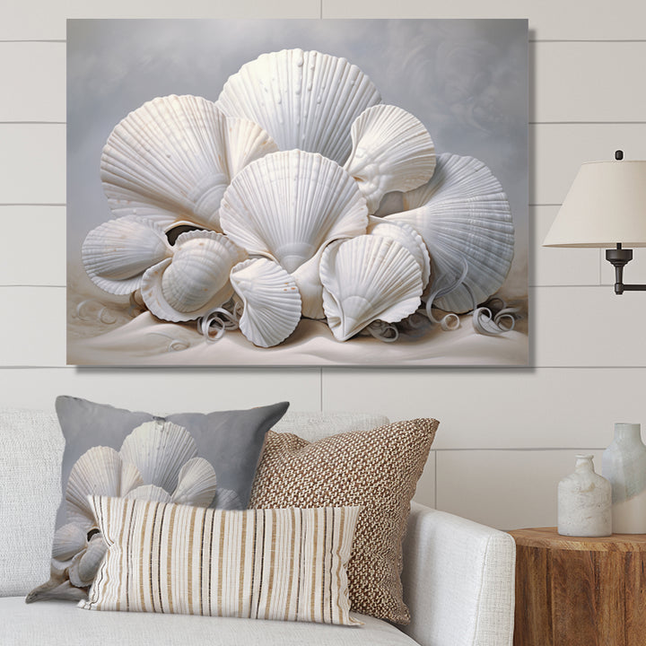 Monochromatic White Seashells - Seashell Home Decor Art