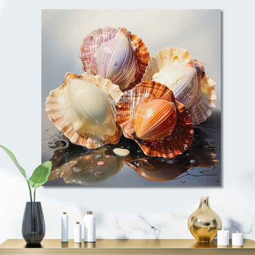 Realistic Seashells Collage - White Seashell Wall Art