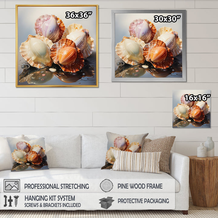 Realistic Seashells Collage - White Seashell Wall Art