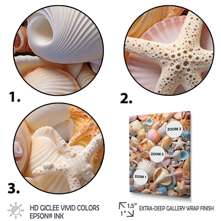 Seashell Realistic Treasures Realism - Multi-Color Seashell Wall Art
