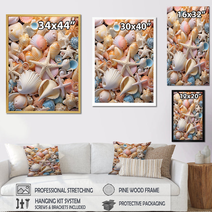 Seashell Realistic Treasures Realism - Multi-Color Seashell Wall Art