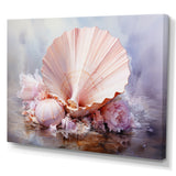 Pink Seashell Serenity - Seashell Framed Canvas Art