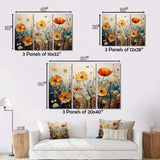 Orange Seasonal Flowers Seasonal Collage II - Floral Canvas Wall Art