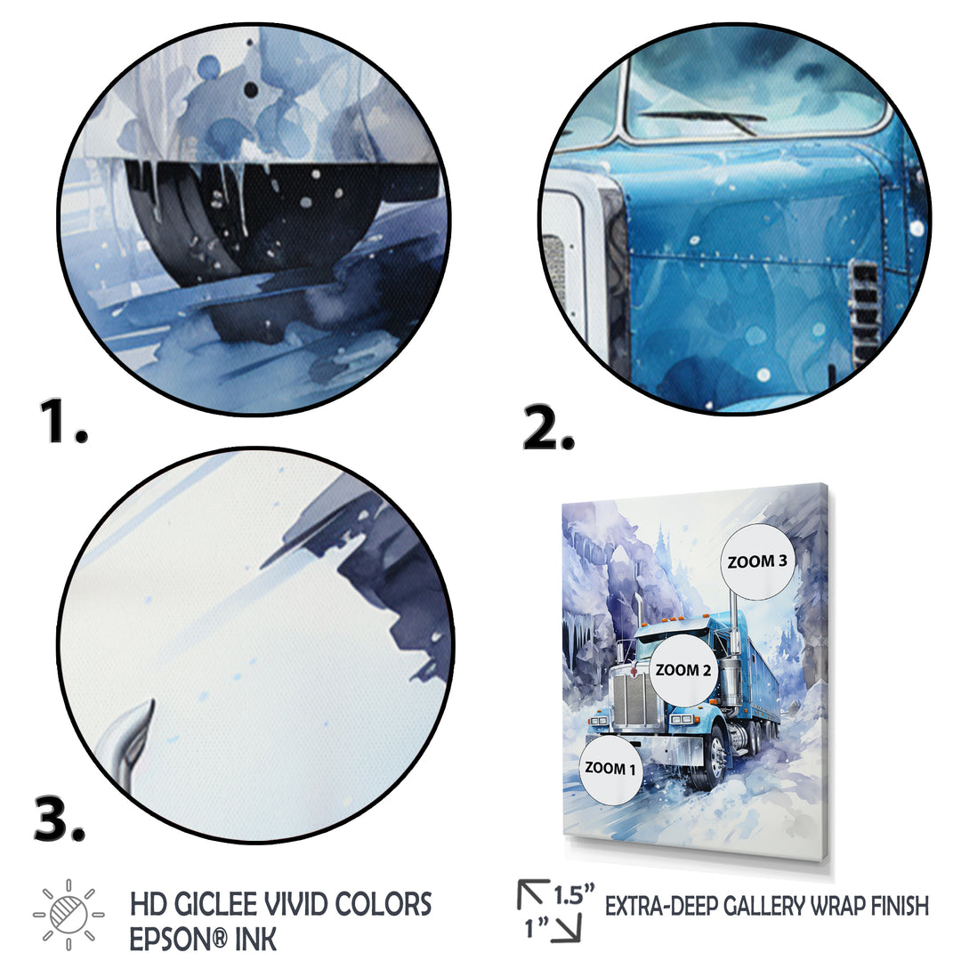 Turquoise Semi Truck Arctic Hauler I - Truck Canvas Wall Art