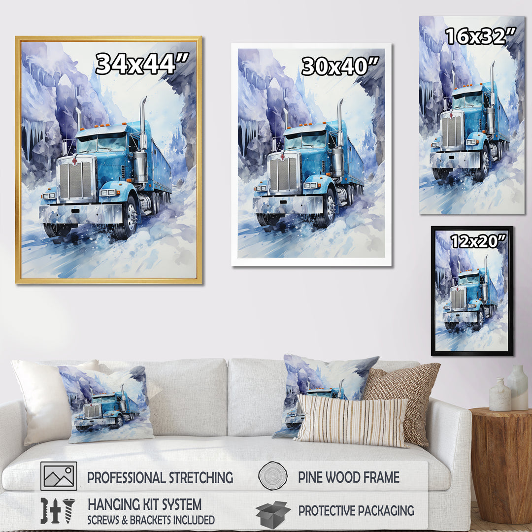 Turquoise Semi Truck Arctic Hauler I - Truck Canvas Wall Art