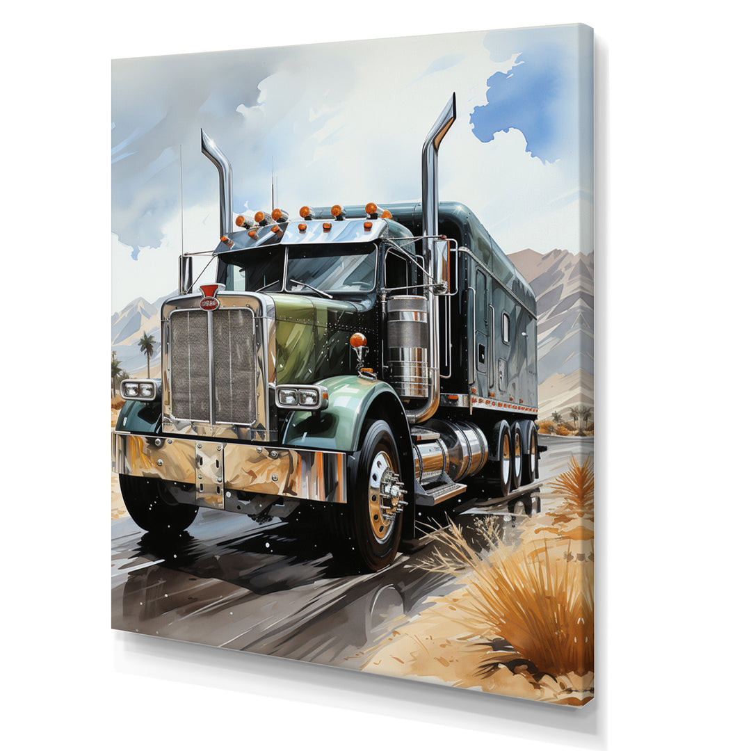 Semi Truck Carbon Fiber I - Truck Canvas Wall Art