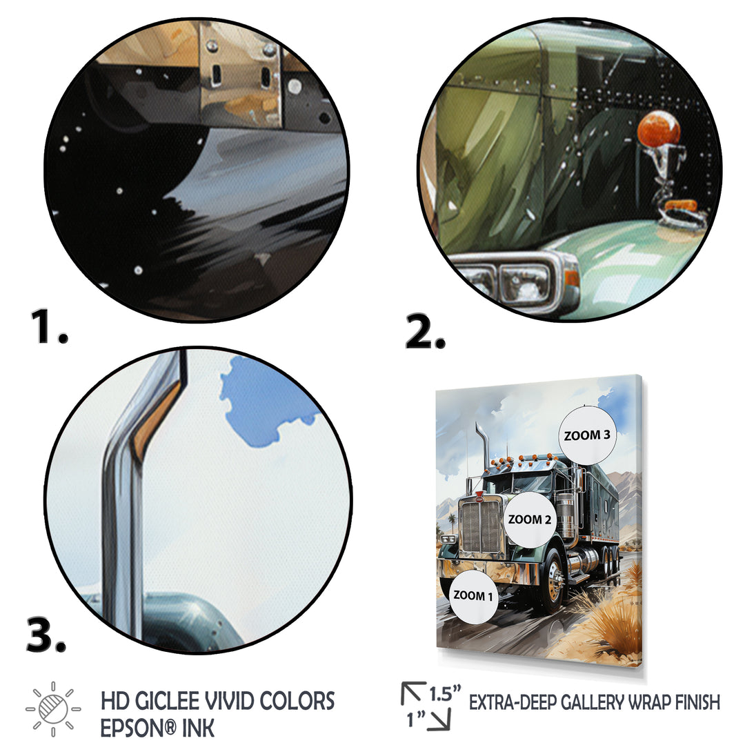 Semi Truck Carbon Fiber I - Truck Canvas Wall Art