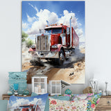 Red Semi Truck Pride I - Truck Canvas Wall Art