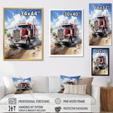 Red Semi Truck Pride I - Truck Canvas Wall Art
