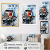 Red Semi Truck In Winter I - Truck Canvas Wall Art