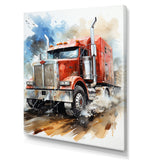 Red Semi Truck Heavy Duty I - Truck Canvas Wall Art