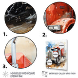 Red Semi Truck Heavy Duty I - Truck Canvas Wall Art