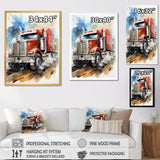 Red Semi Truck Heavy Duty I - Truck Canvas Wall Art