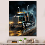 Semi Truck Midnight Cruiser - Truck Canvas Wall Art