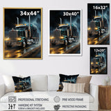 Semi Truck Midnight Cruiser - Truck Canvas Wall Art