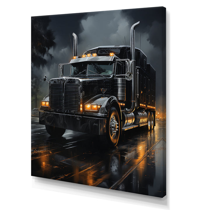 Midnight Cruiser Semi Truck I - Truck Canvas Wall Art
