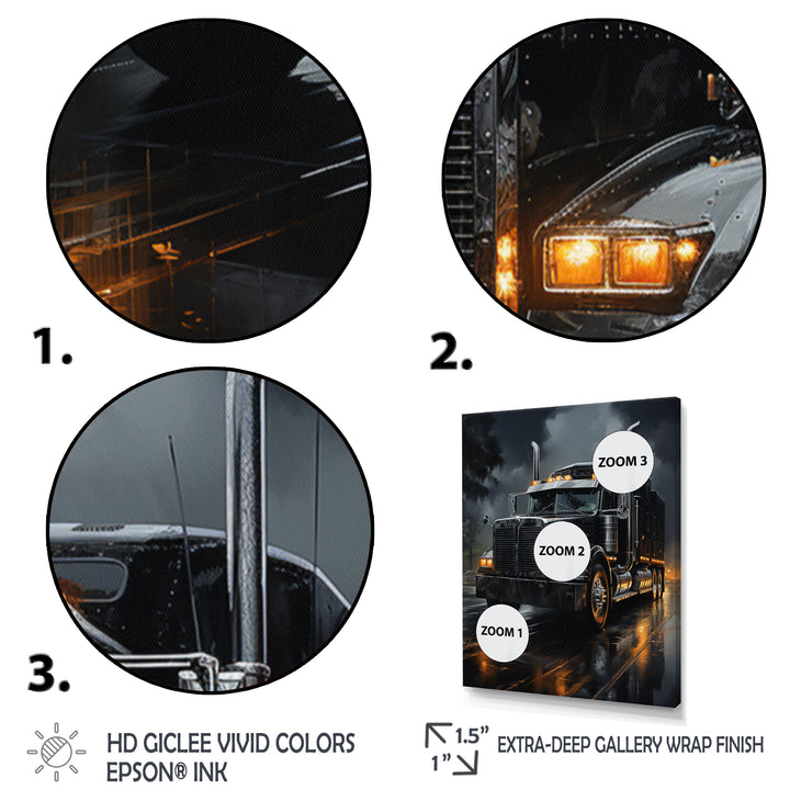 Midnight Cruiser Semi Truck I - Truck Canvas Wall Art