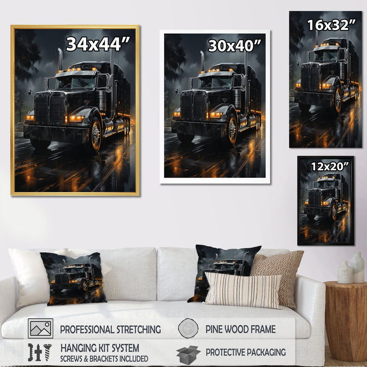 Midnight Cruiser Semi Truck I - Truck Canvas Wall Art