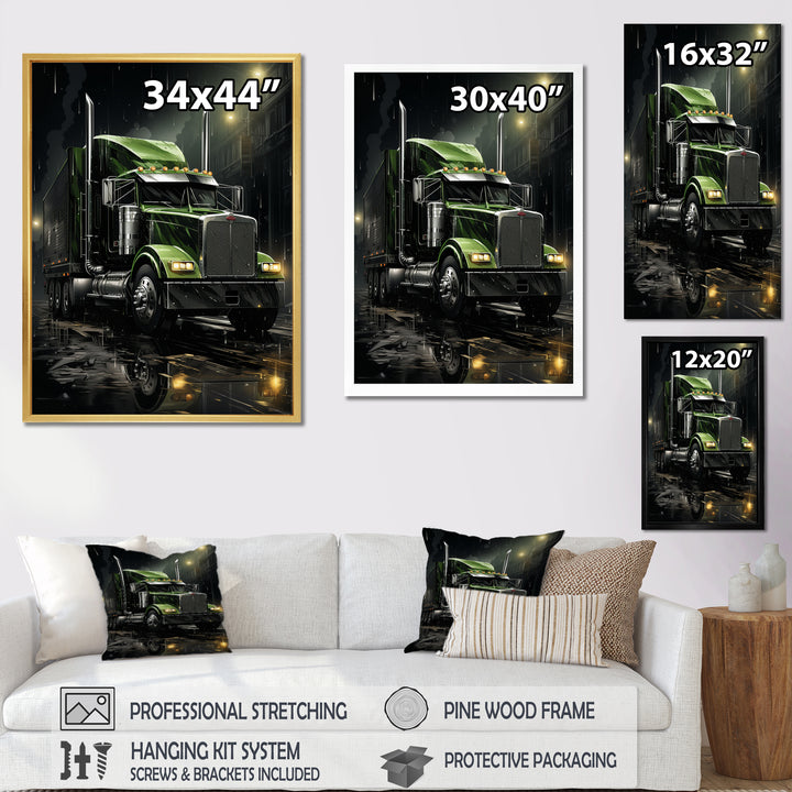 Semi Truck Night Hawk - Truck Canvas Wall Art