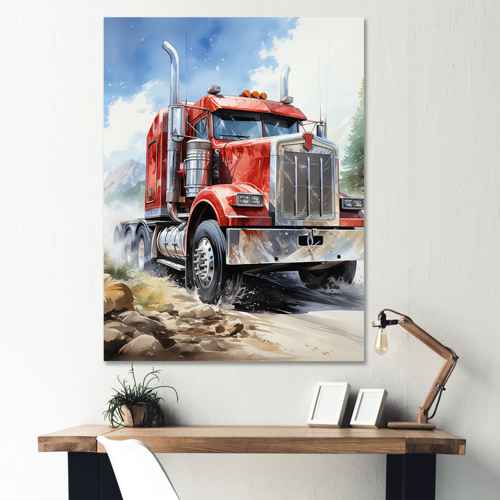 Semi Truck Road King I - Truck Canvas Wall Art