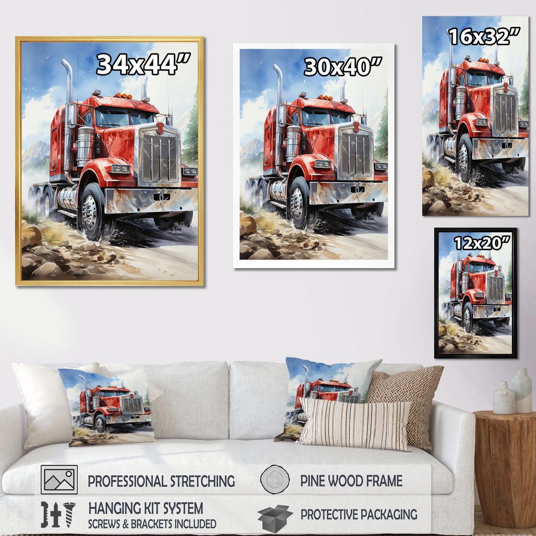 Semi Truck Road King I - Truck Canvas Wall Art