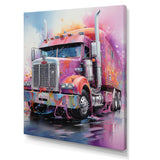 Pink Semi Truck Showstopper - Truck Canvas Wall Art