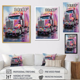 Pink Semi Truck Showstopper - Truck Canvas Wall Art