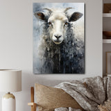 Grey White Sheep Abstracted Fleece - Sheep Canvas Wall Art