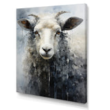 Grey White Sheep Abstracted Fleece - Sheep Canvas Wall Art