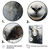 Grey White Sheep Abstracted Fleece - Sheep Canvas Wall Art