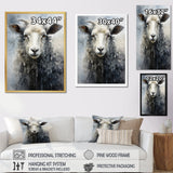 Grey White Sheep Abstracted Fleece - Sheep Canvas Wall Art