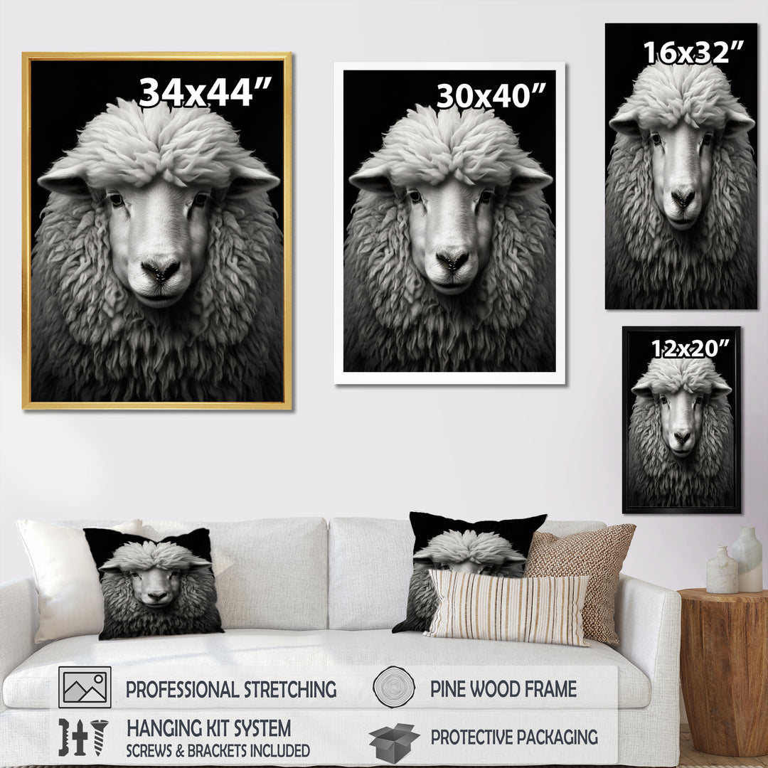 Grey White Sheep Black And White - Sheep Wall Art Prints