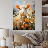 Sheep In Daisies - Sheep Framed Canvas Art