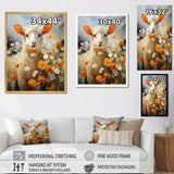 Sheep In Daisies - Sheep Framed Canvas Art