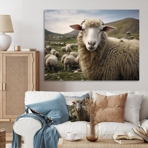Sheep Environmental in Mountain - Sheep Bedroom Wall Art