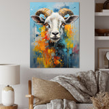 Yellow Blue Sheep Expressionist - Sheep Wall Decor