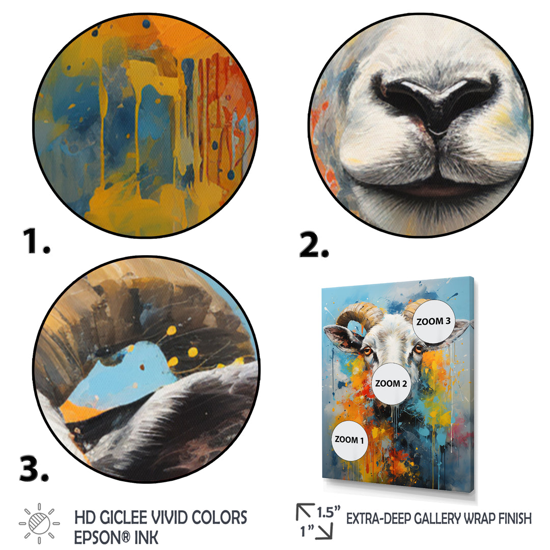 Yellow Blue Sheep Expressionist - Sheep Wall Decor