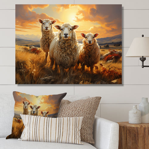 Sheep Golden Flock - Yellow Sheep Wall Art