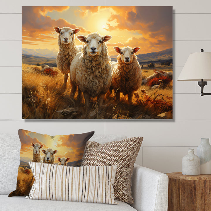 Sheep Golden Flock - Yellow Sheep Wall Art