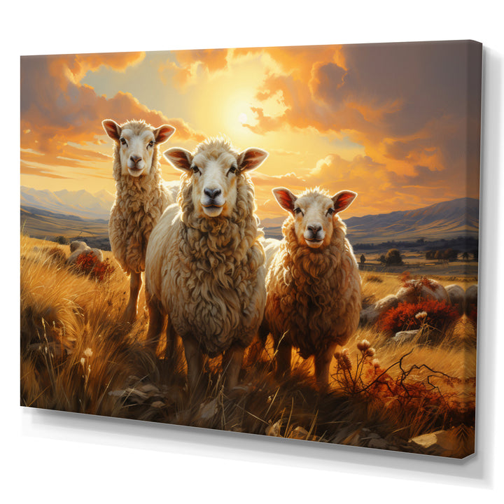 Sheep Golden Flock - Yellow Sheep Wall Art