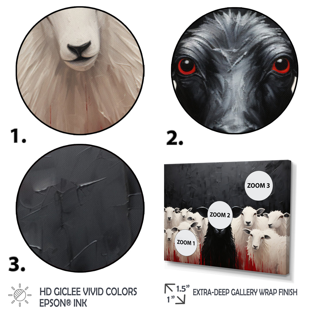 Black White Sheep Minimalist Flock - Sheep Wall Decor