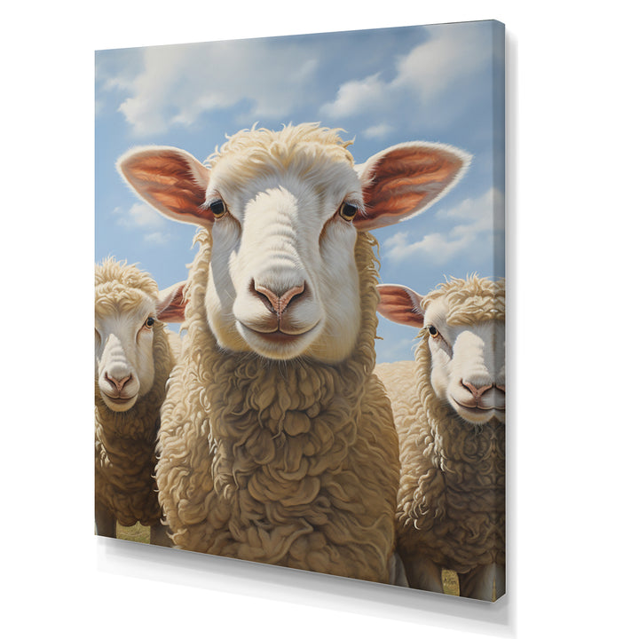 Sheep Family Selfie - Sheep Canvas Wall Art