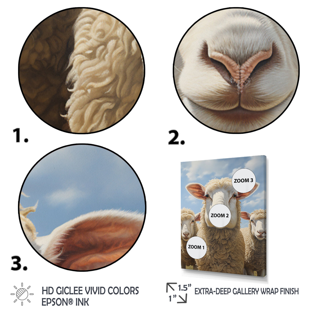 Sheep Family Selfie - Sheep Canvas Wall Art