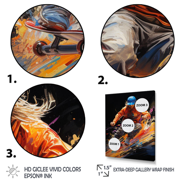 Skateboard Abstract Ollie - Skateboard Canvas Wall Art