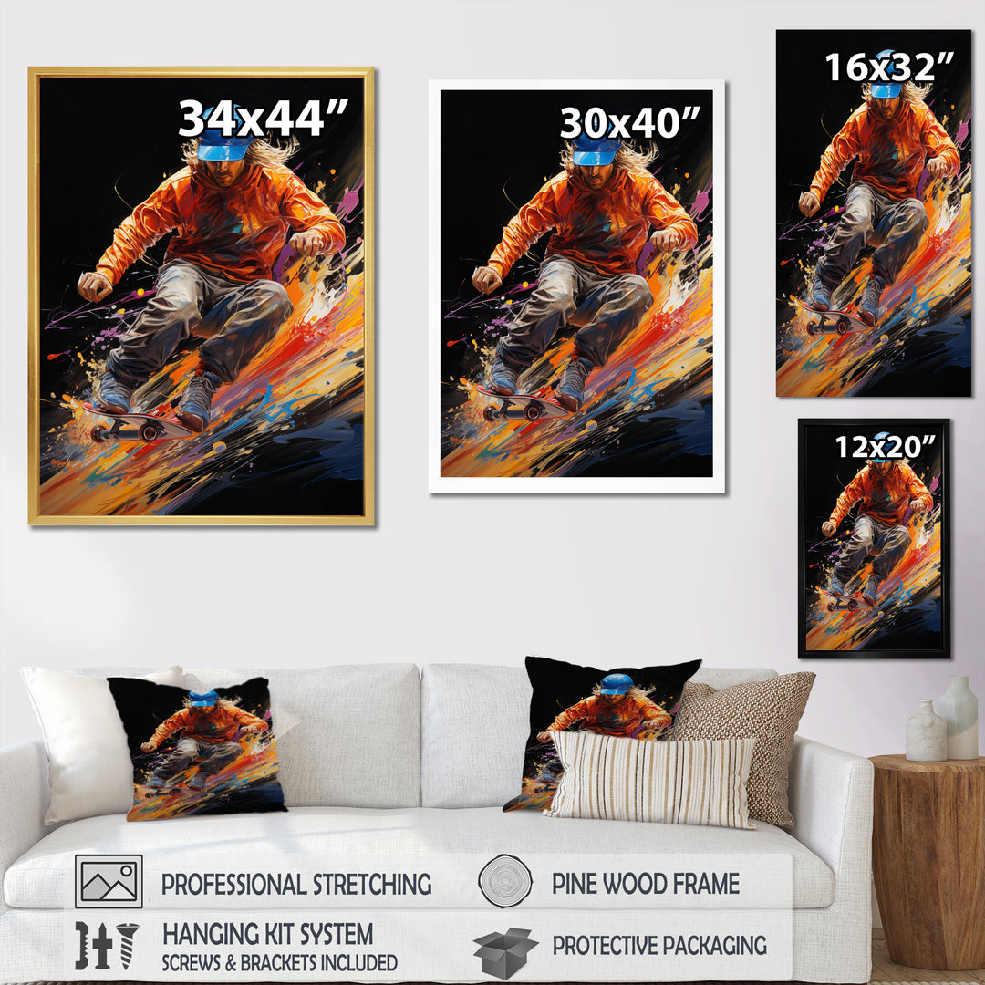 Skateboard Abstract Ollie - Skateboard Canvas Wall Art