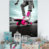 Pink Skateboard Dreams - Skateboard Canvas Wall Art