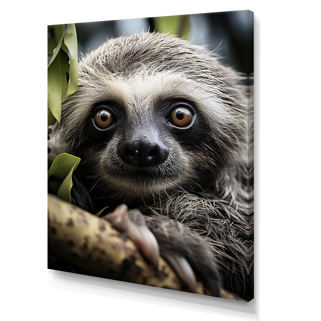 Sloth Portrait Vibrant - Sloth Framed Canvas Art